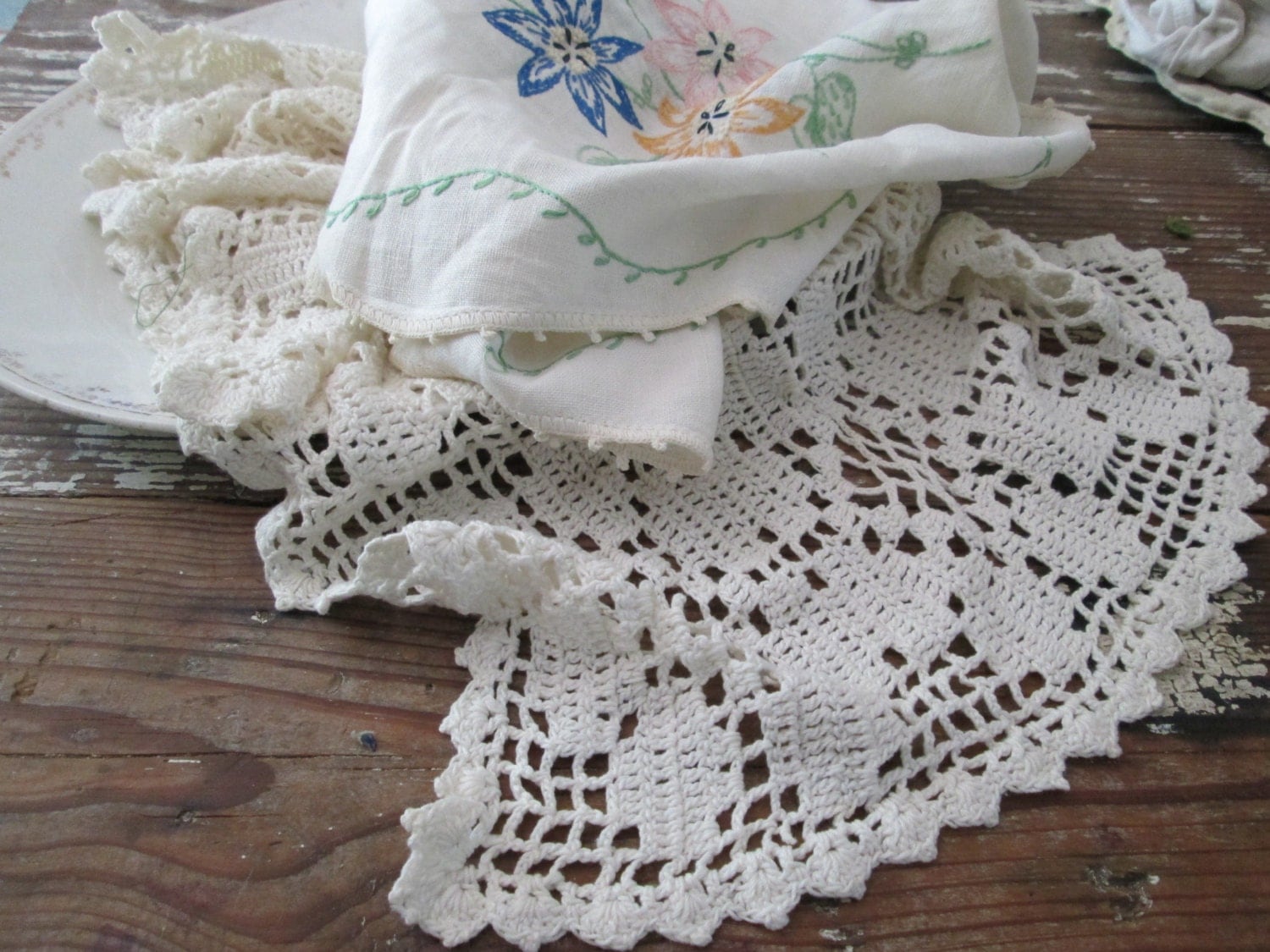 Vintage Rectangular Dresser Scarf Doily by JustMakeLemonade
