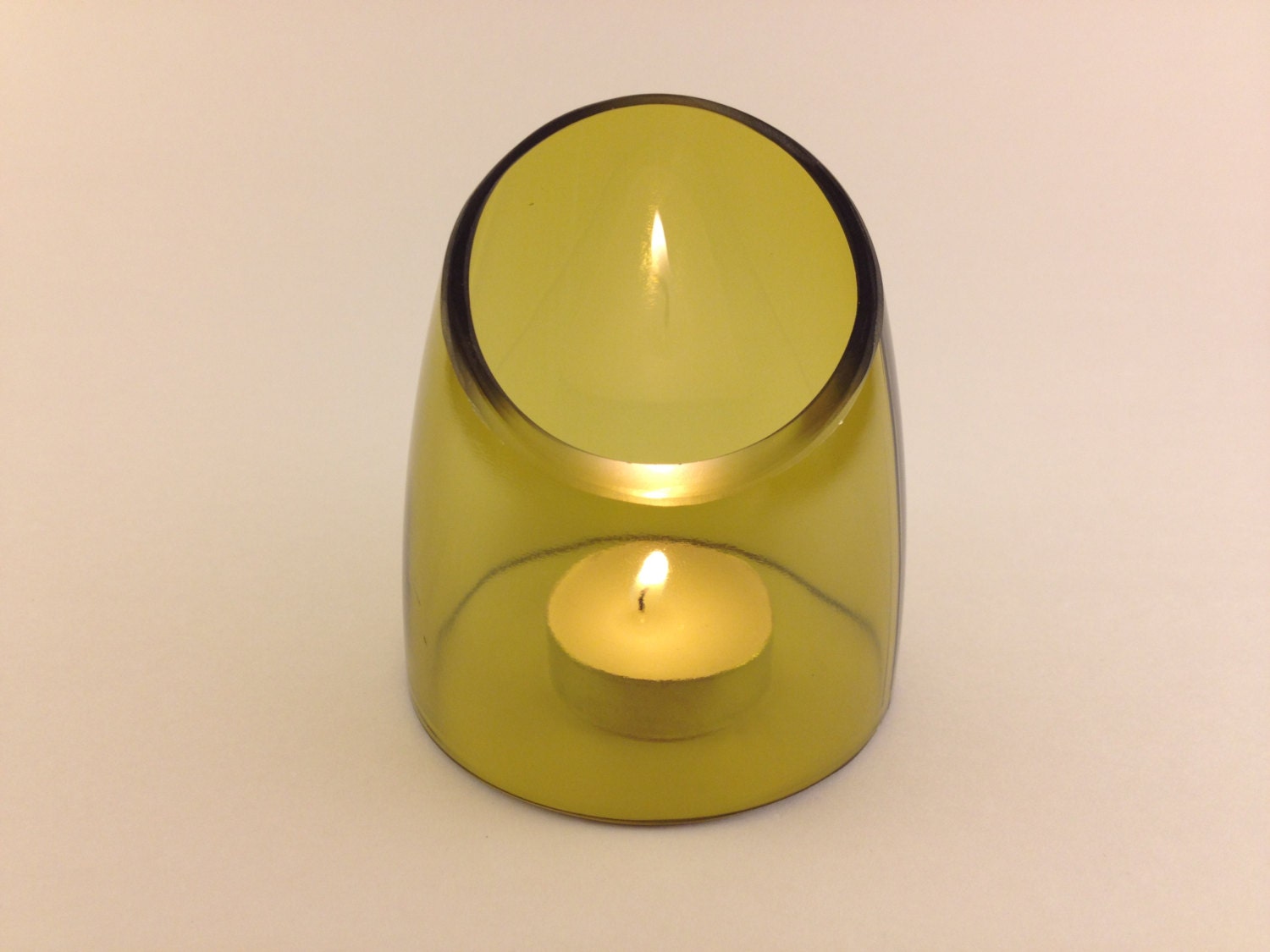 Repurposed Wine Bottle Votive Holder Tea Light by RecastGlass