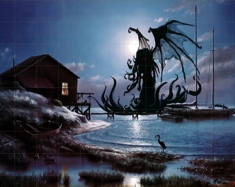 Thrift Store Art! Cthulhu Cometh PRINTS