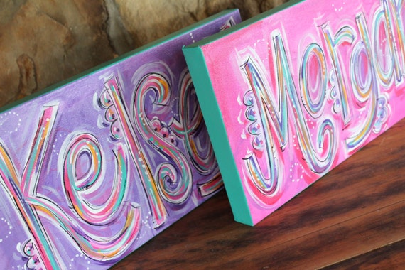 Items similar to NAME canvas...ORIGINAL PAINTING, Acrylic on canvas, Personalized & Hand Painted ...