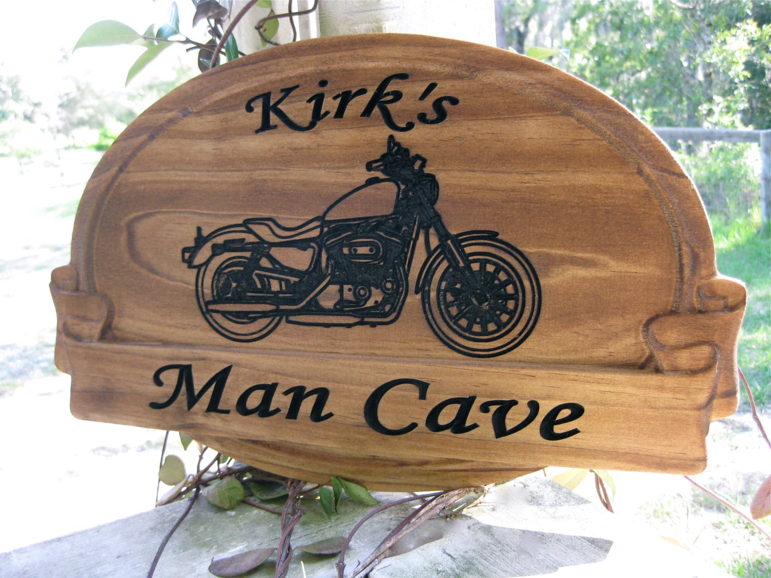 Gifts for Him Personalized Man Cave Sign with Harley Davidson