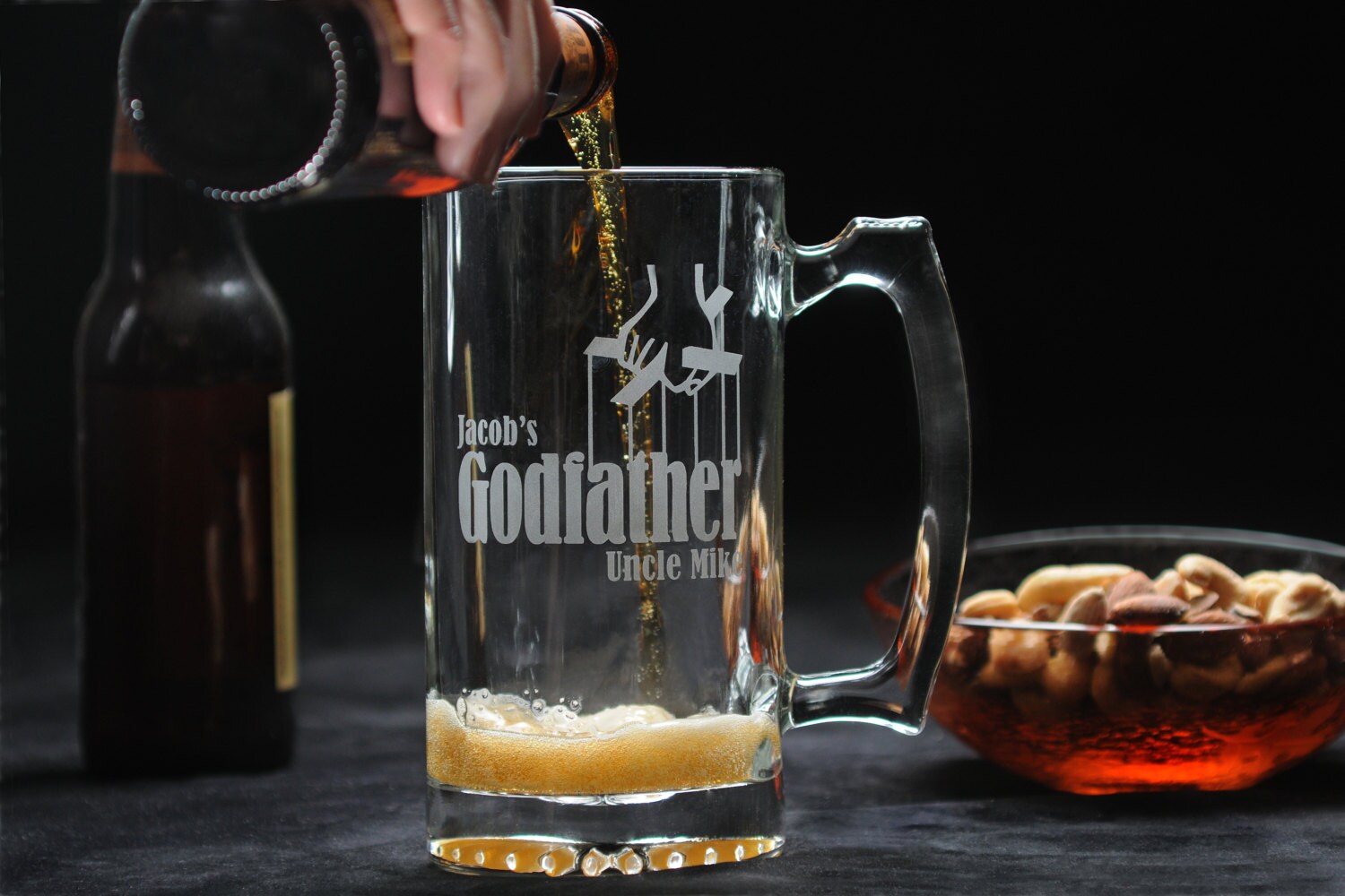 glass beer stein 25 oz godfather gift for by glass beer stein 25 oz godfather gift for by