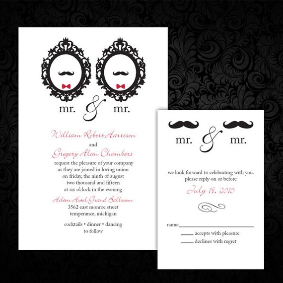 Custom Mr And Mr Same Sex Wedding Invitations By Invigaytions
