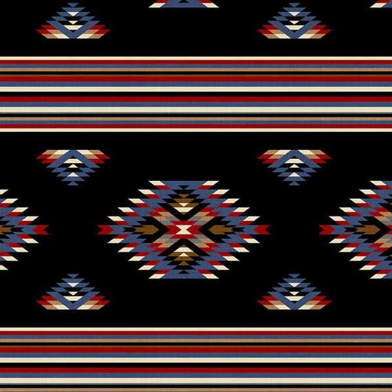 1 yard cut Black Stripe Indian Blanket fabric by MDColeDesigns