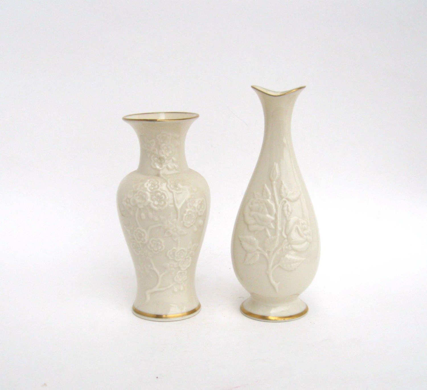 LENOX Two Bud Vases with Gold trim