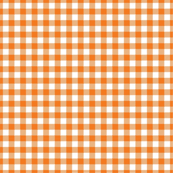 Orange Gingham patterned vinyl sheet orange and white