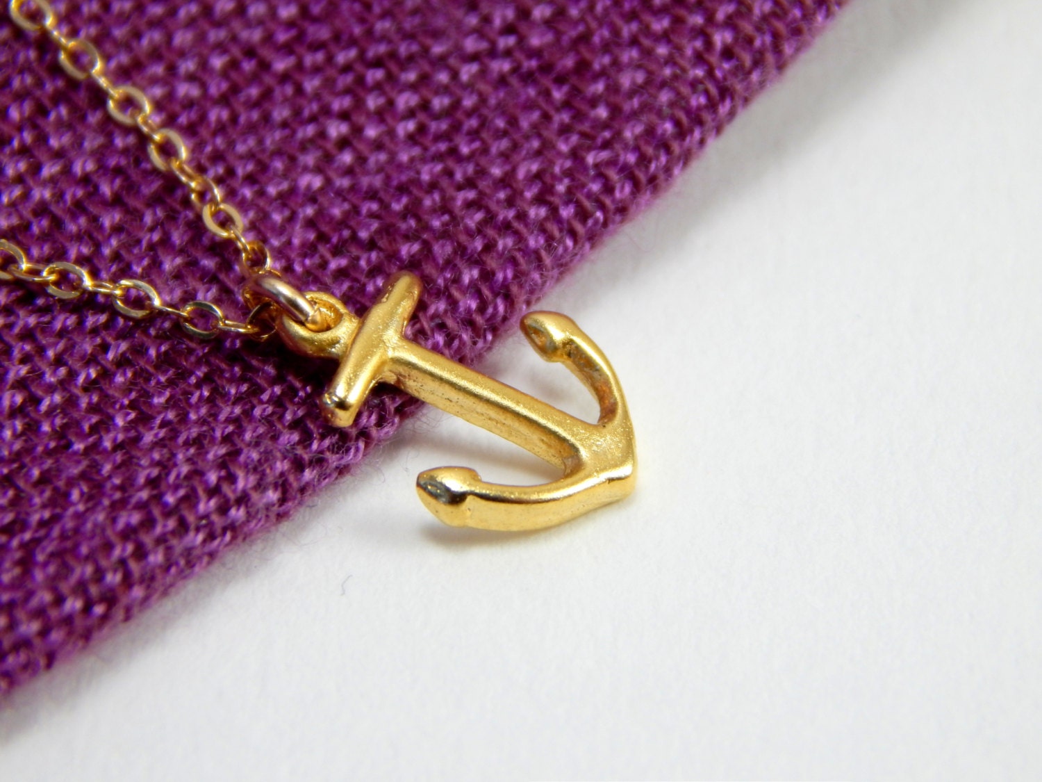 Anchor necklace small gold anchor necklace tiny ancor by Omoroka