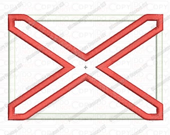 Alabama AL State Flag Applique Embroidery Design in 4x4 and 5x7 Sizes