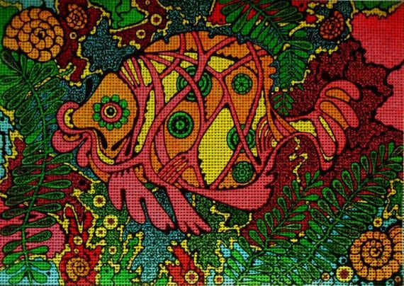 Needlepoint canvas Fish ALB013 by StitchArtNeedlepoint on Etsy