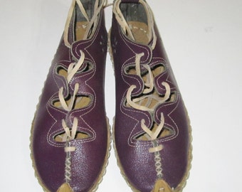 Turkish Yemeni Organic Hand Made Genuine Leather Shoes purple 34 to 47
