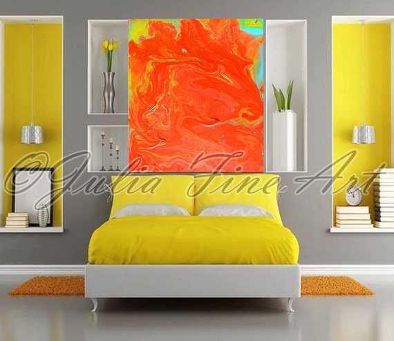 Orange Abstract Painting Abstract Print Modern Canvas Wall