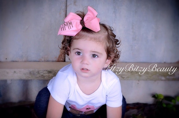 Baby girl monogram name hair clip headband personalized hair