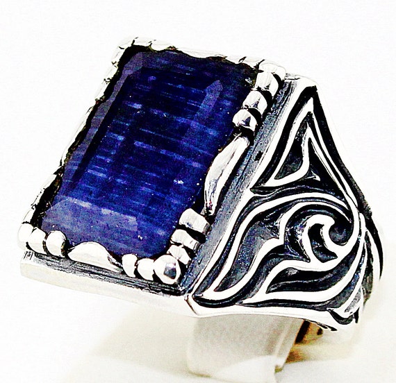 Opening Sale -Sterling silver men ring, sodalite naturel stone.