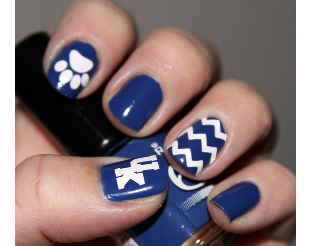 UK Wildcats Fingernail Stickers Set Chevron Nail Decal