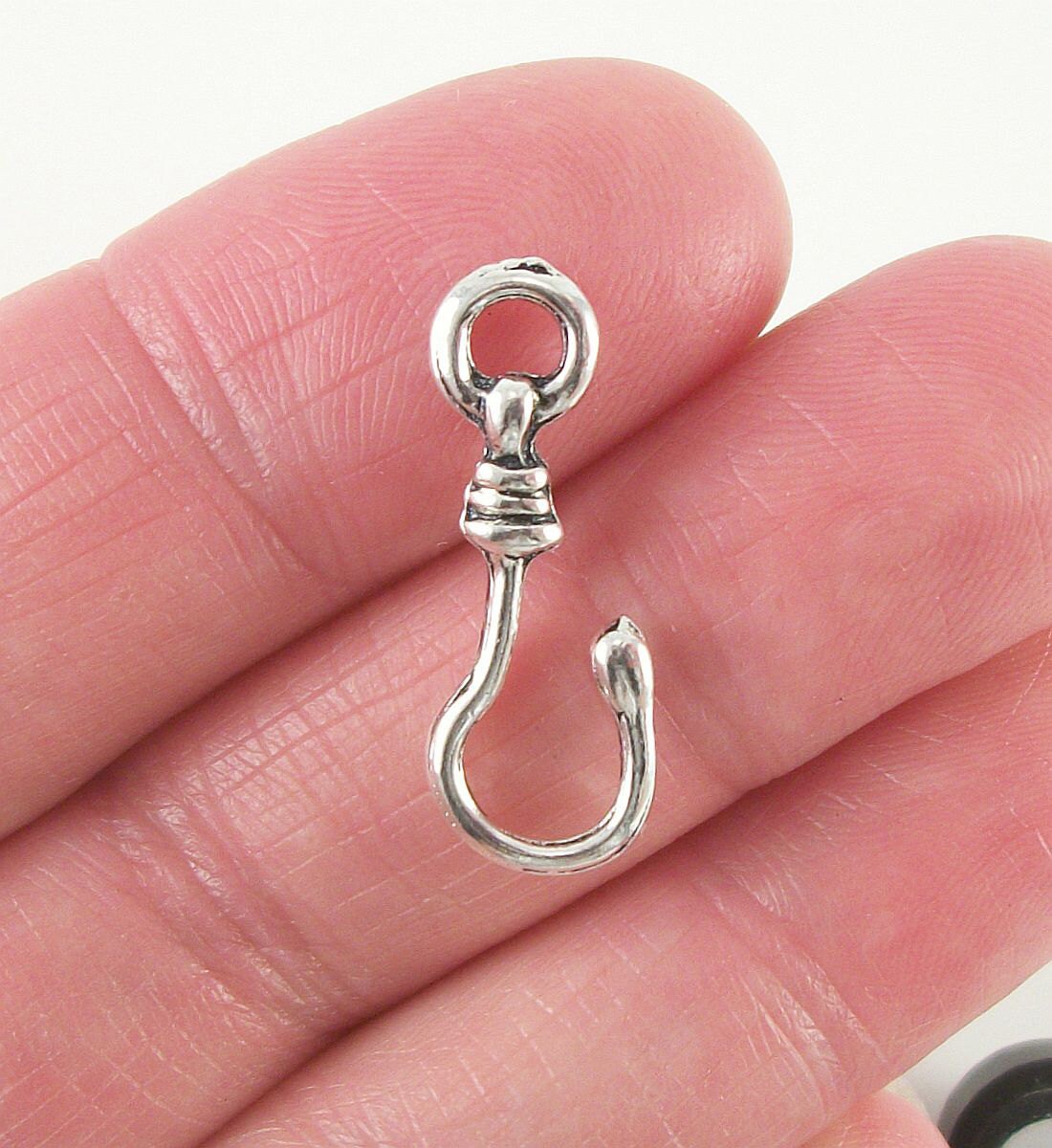 10 pc. Fish Hook charm 25x9x3mm antique silver finish