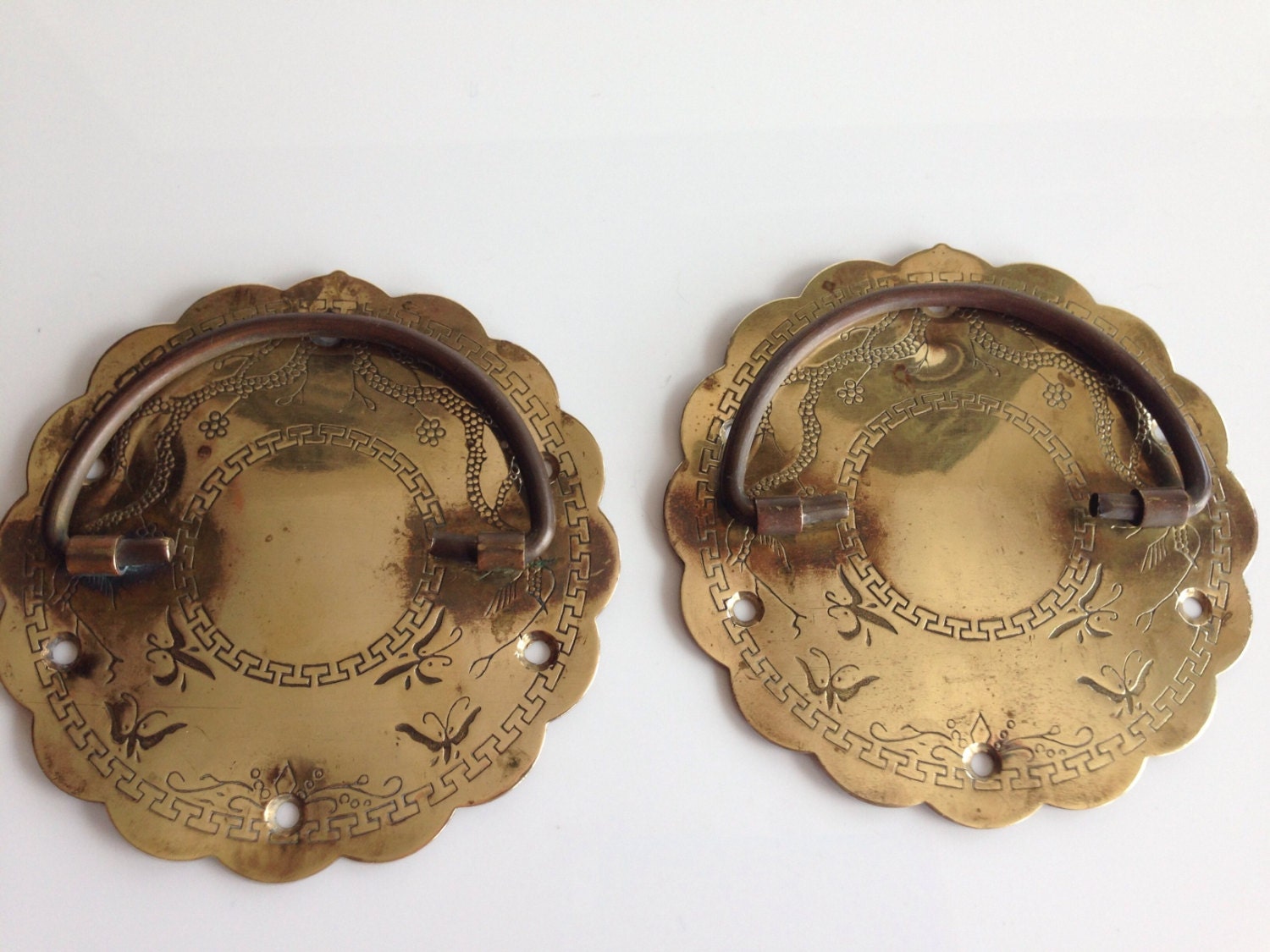 Set of 2 Brass drawer pulls Chinese style drawer door