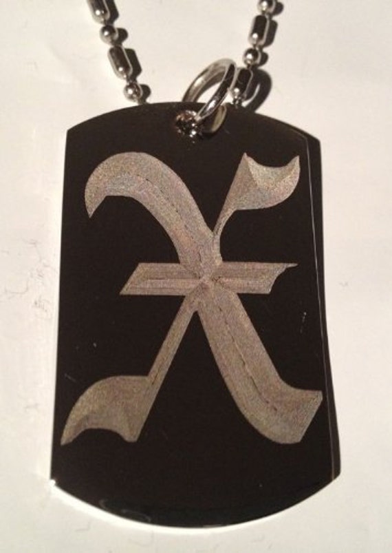 Letter X Old English Font Initial Military Dog Tag Luggage