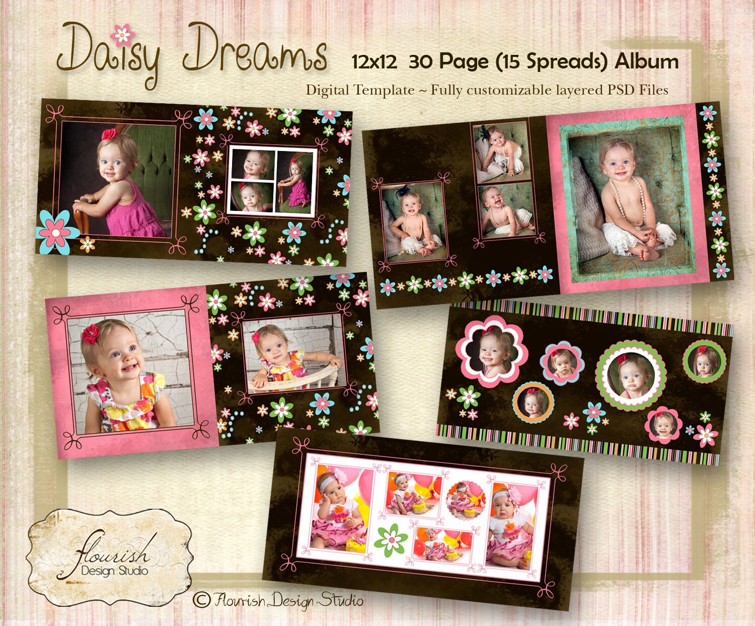 12x12 Baby First Year Birthday Album by FlourishDesignStudio
