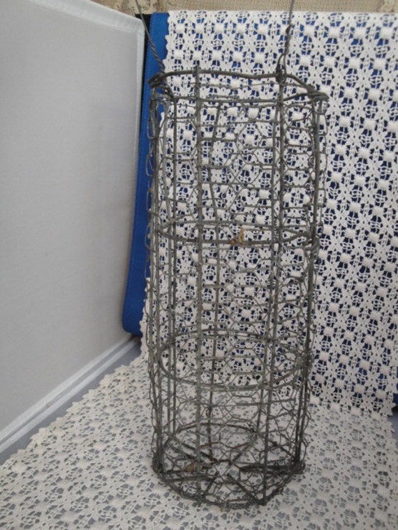 Primitive Very Old Chicken Wire Bird Feeder by ThePeddlarsParadise