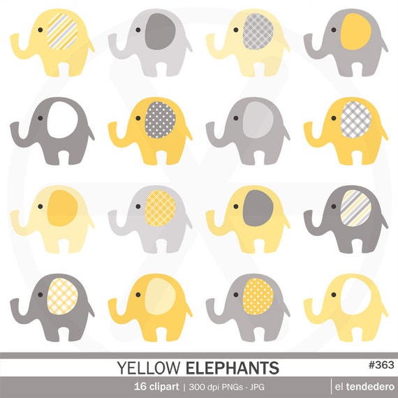 Yellow elephants clipart pack yellow elephants with by eltendedero