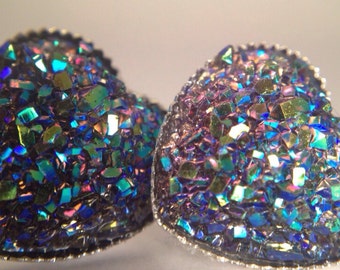 Gray Rainbow Aurora Dazzle Reflects Stud Post Earrings