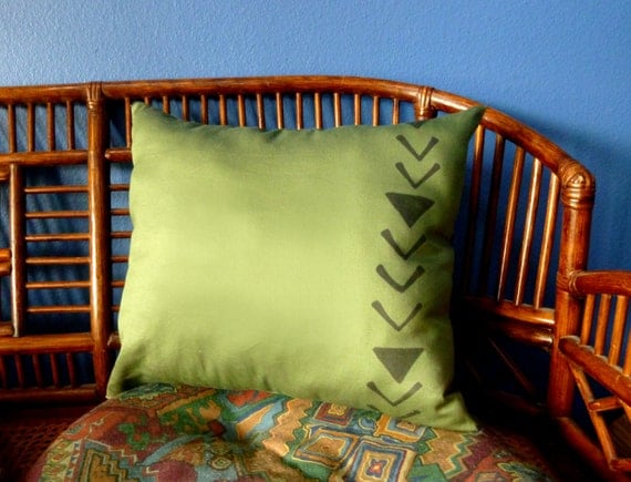 Patterned Olive Pillow