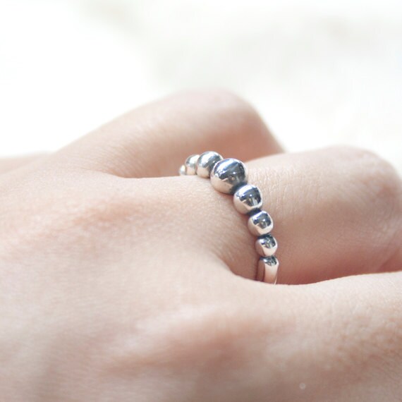 Silver ball chain Stacking rings 92.5 by KIMDIDESIGNSTUDIO on Etsy