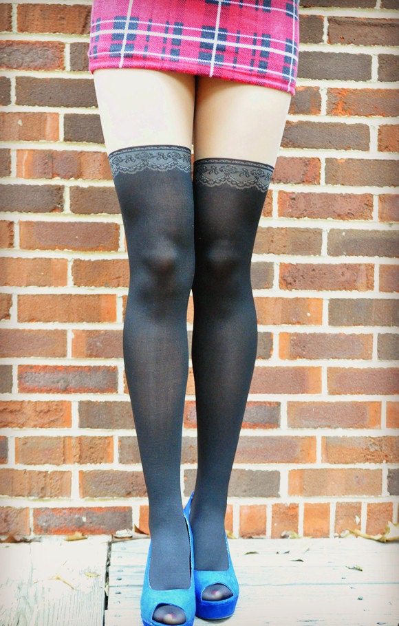 Lace thigh high illusion tights by ActCute2013 on Etsy