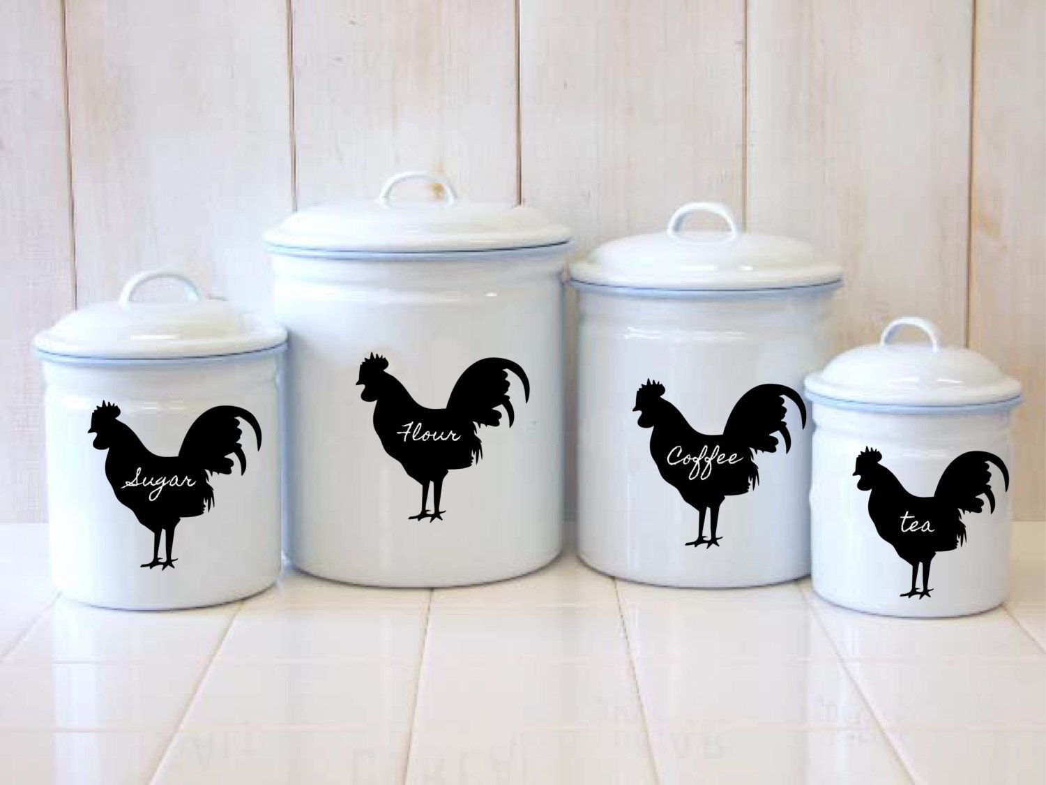 Rooster Chalkboard Canister Labels Set of 6 Chicken Mason