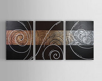 Items similar to Large three piece abstract painting, acrylic abstract ...