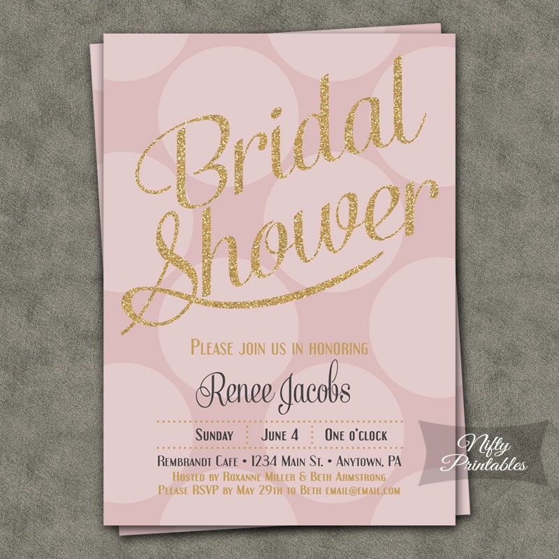 Pink And Gold Bridal Shower Invitations 5