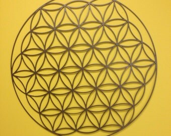 Flower of Life Metal Wall Art 24" in Silver or White