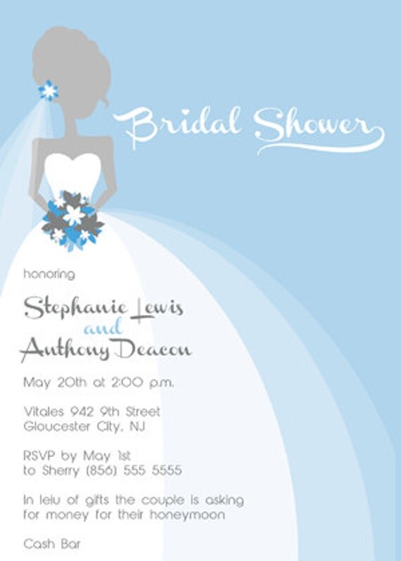 Items similar to Bridal Shower Bride Silhouette Invitation (Digital ...