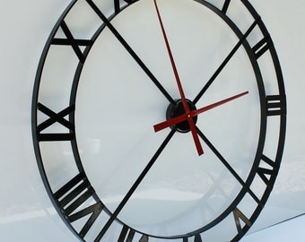 36" Wall Clock - Industrial Steel/Metal Powder Coated - Black (Movement & Hands NOT INCLUDED)
