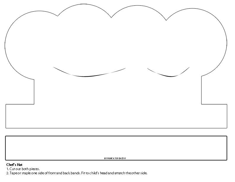 Printable White Paper Chef's Hat Instant Digital Download
