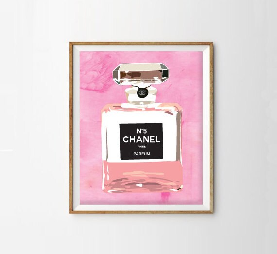 Items similar to Paris Watercolor illustration - “Pink Chanel Perfume ...