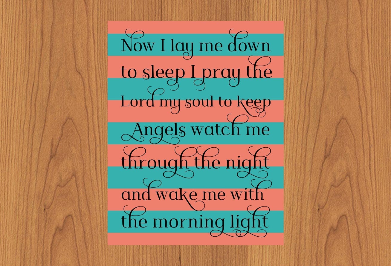 Now I Lay Me Down To Sleep Guardian Angel Prayer Nursery