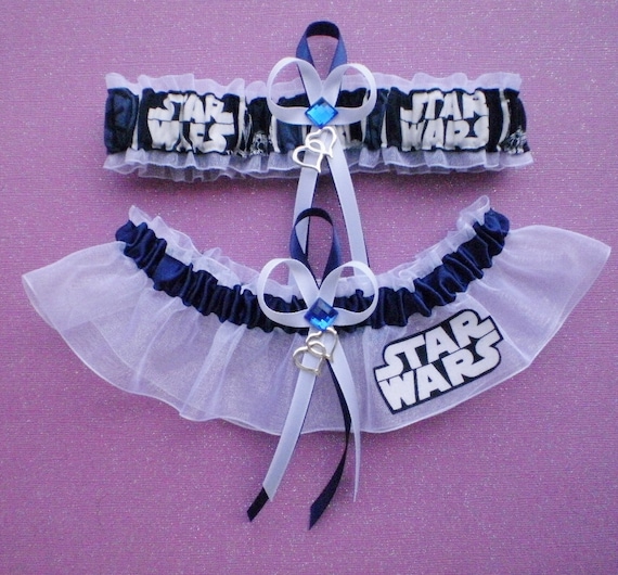 Star Wars Fabric Jewel Wedding Bridal Garter Set Prom Double Heart Charm