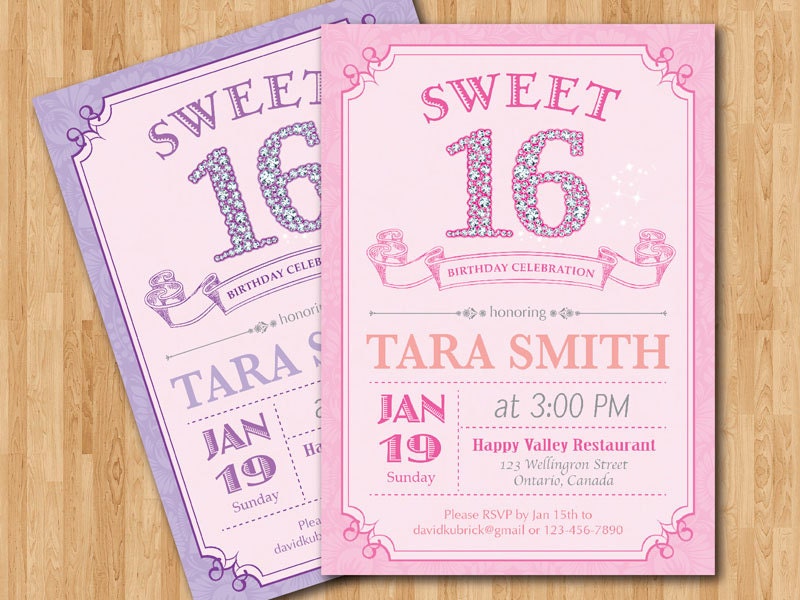 Free Sweet 16 Birthday Invitations Printable 3