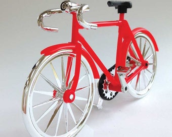Red Bicycle Cake Topper, Retro Bike, Miniature Plastic Bicycle, Summer Centerpiece, DIY 4th of July Patriotic Decor, Summer Birthday Cake