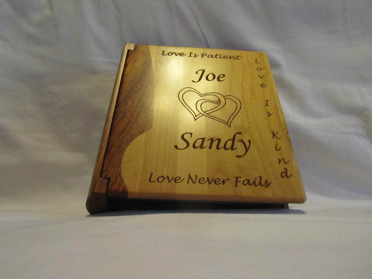 Custom Engraved Wooden Wedding Photo Album Joined