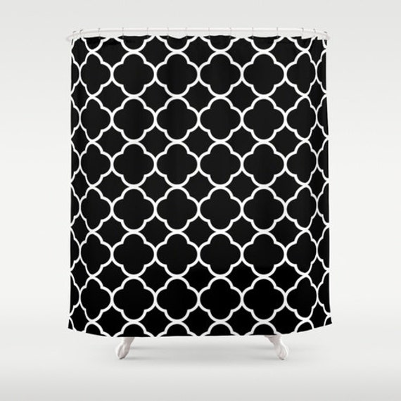 Shower Curtain Black and White Quatrefoil Shower Curtain