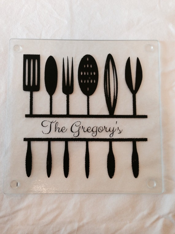 Items similar to Custom Personalized Vinyl Glass Cutting Board on Etsy