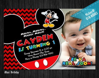 Mickey Mouse Invitations - Mickey Mouse Birthday invitation , Personalized Digital file - Mickey Mouse Clubhouse Invitation