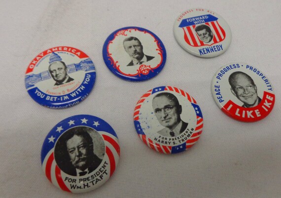 Items similar to Presidential Vintage Campaign Buttons - 1970s reprints ...