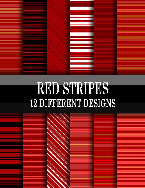 Scrapbook Paper Digital Download Red Stripes Red