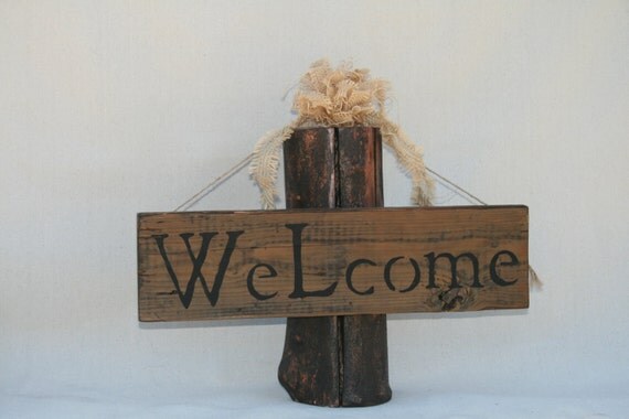 Items similar to old barn wood welcome sign on Etsy