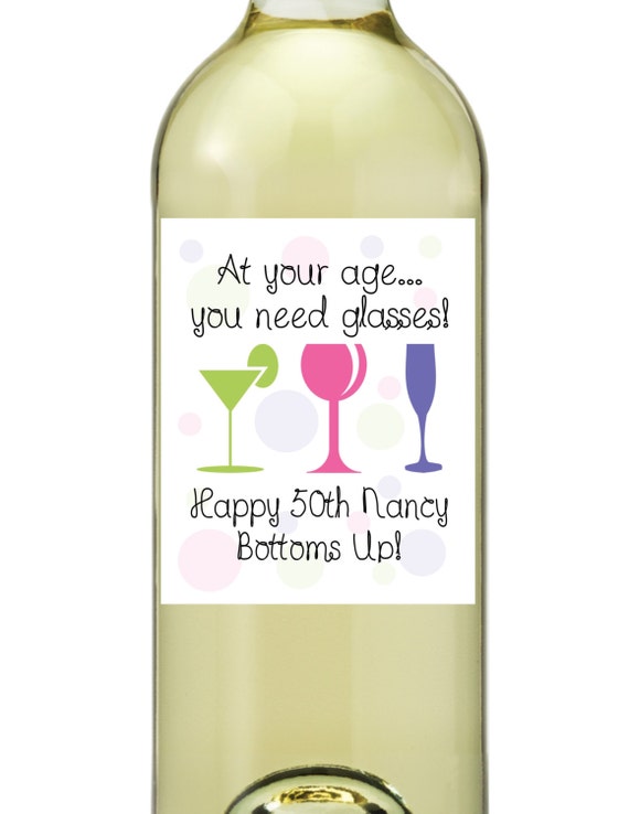 items similar to happy birthday wine bottle labels retro funny