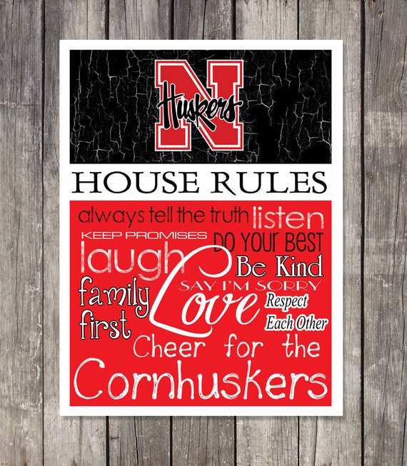 NEBRASKA CORNHUSKERS House Rules Art Print by fanzoneimprintz