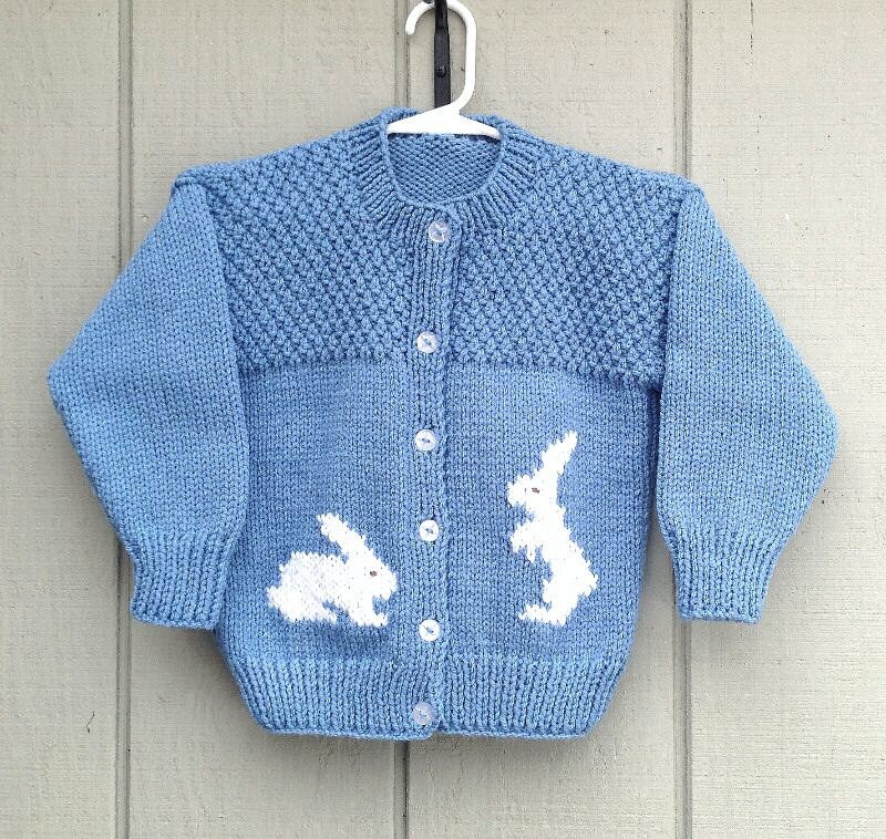 Bunny cardigan 4 years Girls blue knit cardigan Kids